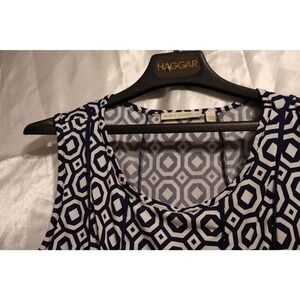 Maria Gabrielle Women Sz Large Pleated Blouse, Blue/White